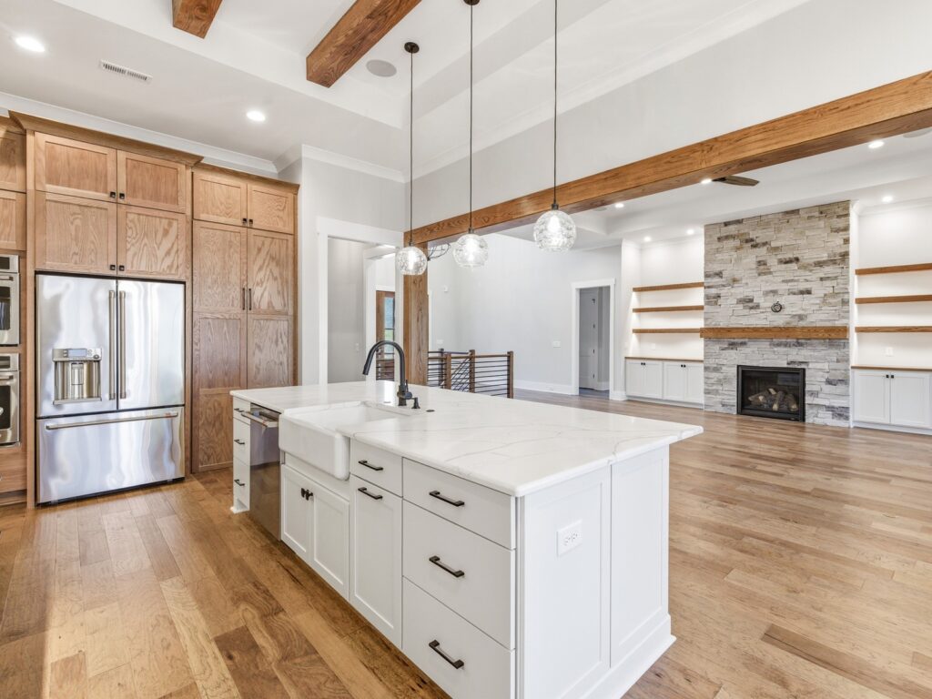 custom kitchen with white oak cabinets